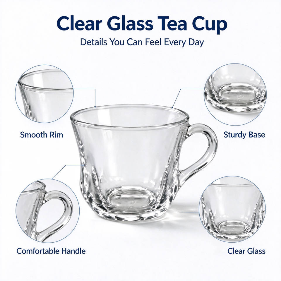 FLVC Clear Tea Coffee Glass Cup with Handles Elegant Drinkware for Tea ...