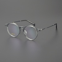 Montura de Gafas Ópticas y de Lectura Redondas Vintage de Acetato, Unisex, Protección Transparente, Logotipo Personalizado, OEM, ODM