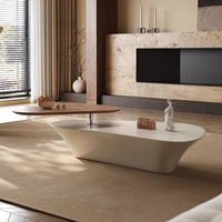Ensemble de table basse ovale en bois brun Wabi Sabi pour hôtel et salon