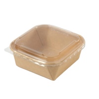 Boîte à lunch jetable en papier kraft recyclable en gros 500/650/750/1000ml, conteneur alimentaire avec couvercle pour fêtes, plats à emporter et salades
