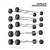 Barre de musculation fixe personnalisable, ensemble de barres de musculation durables recouvertes de caoutchouc avec plusieurs spécifications pour usage commercial en salle de sport