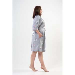 ชุดคลุมไหมพรมสำหรับผู้หญิงไซส์ใหญ่ พิมพ์ลายเม่นและหัวใจ สีเทา สำหรับใส่นอน - Product Image 3