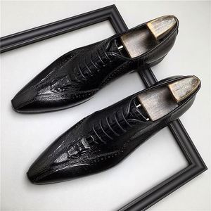 Zapatos Formales de Hombre de Alta Gama, Cómodos, con Cordones, Suela Antideslizante, Diseño Empalmado, para Bodas y Eventos, Cuero Genuino - Product Image 5