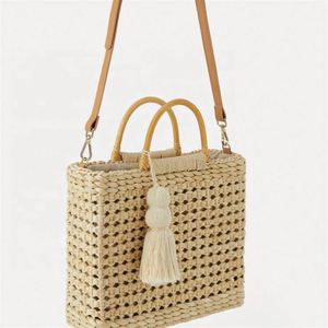 Summer Natural Straw Basket <b>Bag</b> Wood Handle Clutch Beach Hand <b>Bag</b> for Women - Product Image 2