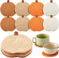 Sous-verre tricoté en forme de citrouille et de pomme, tapis en coton résistant à la chaleur, idéal pour les tables de fête d'Halloween et comme cadeau pour les amoureux des chiens