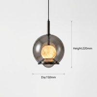 Lustre moderne en verre LED réglable avec design flexible en albâtre espagnol pour cuisine, chevet et entrée