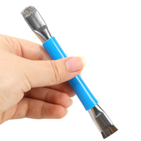 Dr. Cepillo gigante antiestático de doble cabezal con cerdas de jabalí, cerdas duras azules, pequeño, para reparación de teléfonos móviles, limpieza de circuitos, almohadillas de soldadura, IC