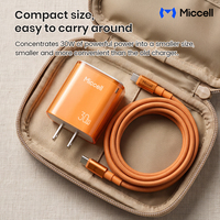 Chargeurs USB-C en gros Miccell, chargeur rapide pour téléphone 30W GaN avec câble tressé USB-C vers USB-C pour iPhone et ordinateur portable