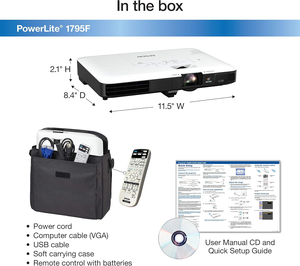 โปรเจคเตอร์พกพาไร้สาย PowerLite 1795F 3LCD 1080p full HD พร้อมกระเป๋าหิ้ว ปรับภาพได้ง่ายและรวดเร็ว ให้ภาพสว่างสดใส - Product Image 3