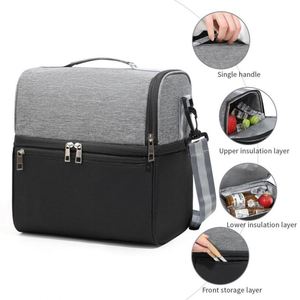 <b>Insulated</b> Reusable <b>Lunch</b> <b>Box</b> Leakproof Cooler Tote Bag Freezable With Adjustable Shoulder Strap for Office Picnic - Product Image 2