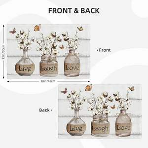 Juego de 4 Manteles Individuales de Algodón Floral Estilo Rústico, para Fiestas en Casa, Interiores, Cocina, Comedor, Lavables, de China - Product Image 2