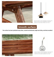 Ensemble de table de pique-nique en bois épaissi anti-corrosion, chaise de salle à manger d'extérieur avec trou pour parasol, pour usage en restaurant