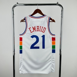 Vente en gros de vêtements pour hommes Philadelphia 76er # 3 <span class=keywords><strong>Allen</strong></span> <span class=keywords><strong>Iverson</strong></span> # 0 Tyrese Maxey # <span class=keywords><strong>Maillot</strong></span> de basket-ball 21 Joel Embiid - Product Image 3