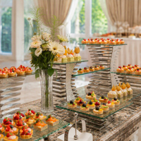 Ensemble de supports à buffet en acier inoxydable martelé GEHONG, présentoir à plusieurs niveaux pour la restauration hôtelière, les mariages et les tables de desserts