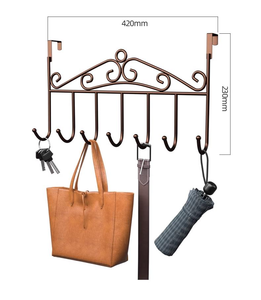 Многофункциональный настенный органайзер для хранения за дверью: крючки для одежды, сумок, без сверления, металлические - Product Image 5