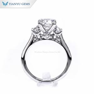 Tianyu Gems Customization 8.0mm 2ct Round H&A Cut Moissanite D VVS1 14k White Gold <b>Ring</b> <b>Set</b> for <b>Women</b> Birthday Gift - Product Image 4
