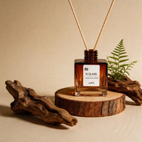 Coffret Cadeau Bouteille Vide pour Diffuseur de Roseaux Aromathérapie 100ml Verre Ambré Dégradé avec Bouchon Argenté