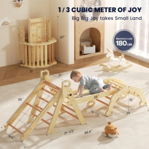 Structure de jeu d'escalade en bois Montessori CZFIT Arc-en-ciel pour enfants, avec échelle, balançoire et toboggan, pour l'intérieur - Product Image 2