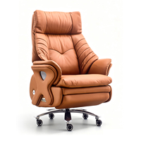 Chaise de bureau de direction de luxe au design moderne, ergonomique, avec massage électrique et inclinable, en cuir véritable, pour le mobilier de bureau à domicile