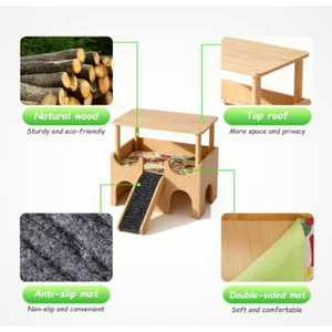 Abri détachable avec escalier, petits habitats chaleureux et mignons pour hamsters et furets - Product Image 3