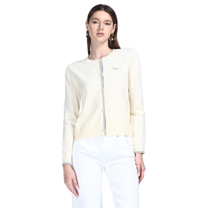 <span class=keywords><strong>Cardigan</strong></span> da Donna a Collo Tondo con Maniche Lunghe, Ricamo Animale e Bottoni, in Maglia Solida, Minimalista Casual Primavera Autunno 2026 - Product Image 1