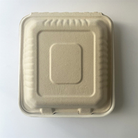 KM Wholesale Contenants de bagasse alimentaire compostables Boîte à lunch biodégradable à clapet