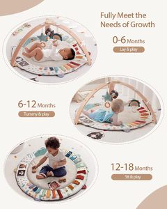 Gimnasio y Tapete de Juego para Bebés con 5 Zonas de Desarrollo, Tapete de Actividades de Madera para Bebés con 6 Juguetes Sensoriales Desmontables - Product Image 6