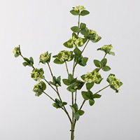 Bunga Pengantin Sutra Hydrangea Snowball Segar Berhias Buah Tiga Cabang dengan Aksen Kayu untuk Pernikahan, Ruang Tamu Luar Ruangan