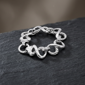 Smooth & Twisted <b>Rope</b> Infinity Chain Bangles Romantic Style 925 <b>Silver</b> Vault - Product Image 2