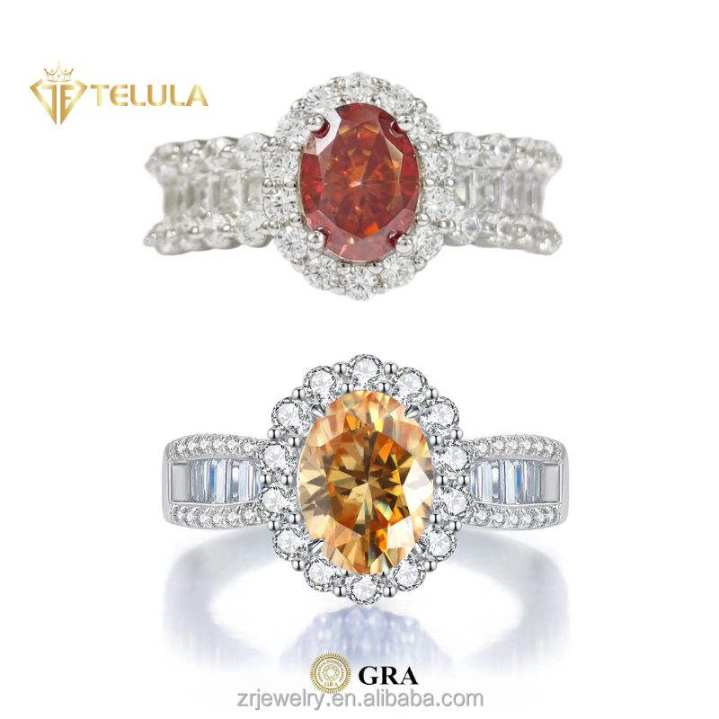 2CT Oval Cut Moissanite Ring 925 Sterling Silver 18K Gold Plating  Wedding Diamond Rings Moissanite Ring