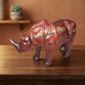 Handmade Customized Rhinosaur Leather Figurine Tabletop Statue Modern Eco-Friendly Durable Brown for Home Office Restaurant - Product Image 2