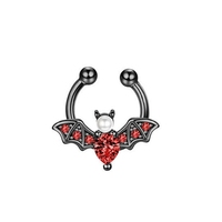 Acier inoxydable chirurgical PVD aucun Piercing faux narine bijoux de corps CZ Zircon faux Septum chauve-souris anneau de nez