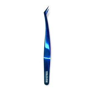 Pinzas para pestañas de acero inoxidable recubiertas de plasma azul Herramienta de belleza de alta cantidad con punta de volumen puntiaguda Extensión de pestañas Uso de cejas - Product Image 1