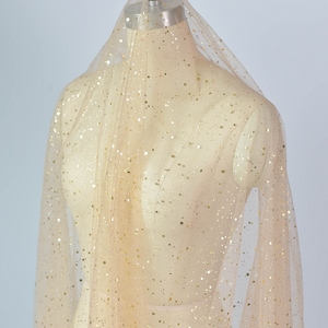 Abito da sposa in maglia di pizzo con ricamo a caldo multicolore in polvere abbronzante tessuto da sposa fatto a mano fai da te con spolveratura in oro - Product Image 4