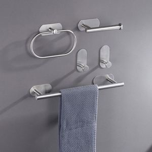 Toallero individual calefactable de acero inoxidable sin perforaciones, de diseño moderno para baño, barra colgante de pared - Product Image 4