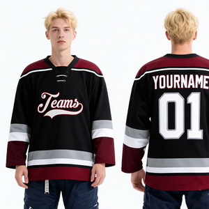 Maglia da Hockey su Ghiaccio Personalizzata con Stampa Digitale, Squadra USA Nera e Rossa Reversibile, Maglie Hockey Squadra Canada in Offerta - Product Image 1