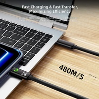 Câble USB C vers USB C magnétique à enroulement automatique 240W, câble de charge rapide tressé en nylon avec voyant lumineux