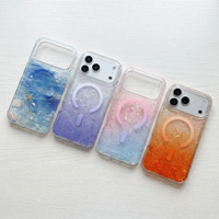 Coque de téléphone magnétique transparente en TPU PC à motif coquille pailletée dégradée pour iPhone 18 17 16 Pro Max, antichoc