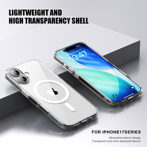 Coque magnétique 2-en-1 transparente pour iPhone 16 17 Pro Max, Housse magnétique anti-jaunissement en TPU+PC, Coque antichoc intégrale 360° - Product Image 3