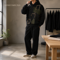 Hoodie Hitam Abstrak Original Ink Frost, Pullover Streetwear Gelap Berkilau untuk Musim Gugur Musim Dingin Grosir