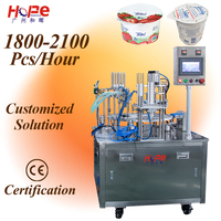 Machine de remplissage et de scellage automatique de gobelets pour crème, sauce chili, sauce chocolat, double tête de remplissage et de scellage