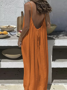 Vestido Holgado con Tirantes Finos para Mujer, Estilo Casual, para el Hogar, Verano, Color Sólido, para Vacaciones, 2026 - Product Image 6