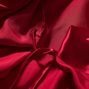 Bata de Novia y Dama de Honor para Mujer, Bata de Boda, Bata de Noche, con Letras Bordadas, Roja, de Poliéster Transpirable, con Hombros Descubiertos - Product Image 4