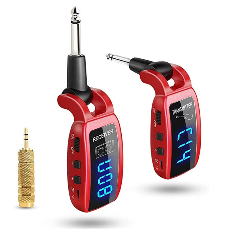 Беспроводная гитарная система, U12DX UHF Беспроводной гитарный передатчик, диапазон футов с HD светодиодным экраном для электрогитары, бас