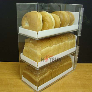 Akrilik 3 Tingkatan Roti Donat Bagels Cupcake Kue Pastry Bakery Penyimpanan Kasus Layar dengan 3 Putih Nampan - Product Image 1