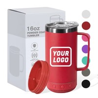 Vaso Térmico con Altavoz de 14oz y Logotipo Personalizable, Taza de Café de Acero Inoxidable con Recubrimiento en Polvo y Base de Almacenamiento Extraíble, Vaso Musical