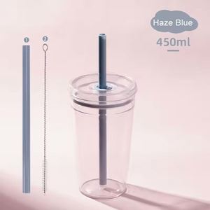 2026 New Trend Customize 450ml BPA Free Tritan Coffee <b>Cup</b> with <b>Reusable</b> Straw for Iced Beer Powder Smoothie Energy Supplements - Product Image 3