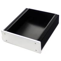 Boîtier de sortie personnalisé en aluminium et PVC IP56 avec panneau dissipateur de chaleur pour instruments électroniques, usinage CNC, amplificateur audio, boîtier de haut-parleur vide