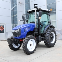 Tracteur agricole certifié CE 90 CV 4x4 avec cabine fermée, tracteur agricole à roues 90 CV 4x4 à vendre