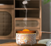 Meilleur Cadeau Maison Diffuseur d'Arômes Flamme Volcanique Effet Craquelé Unique Humidificateur Ultrasonique Diffuseur de Parfum avec Anneau de Fumée Méduse